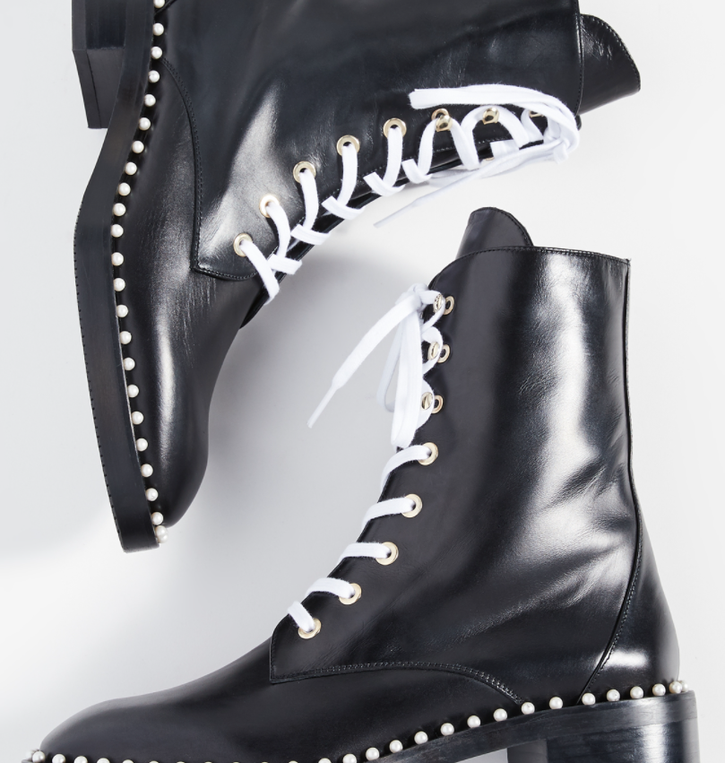 $556 (原价 $695) + 免邮Shopbop官网 Stuart Weitzman Sondra 珍珠马丁靴8折促销  