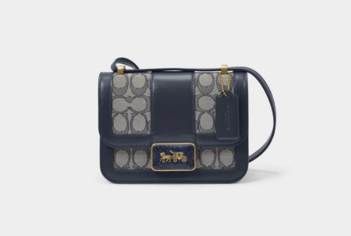 这一款Alie蓝色帆布斜挎包要比许路儿手中的款要小一号