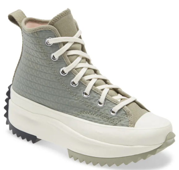 $66 (原价 $120) + 免邮Nordstrom官网 Converse Chuck Taylor® All Star® Run Star Hike 中性厚底高帮帆布鞋55折热卖 