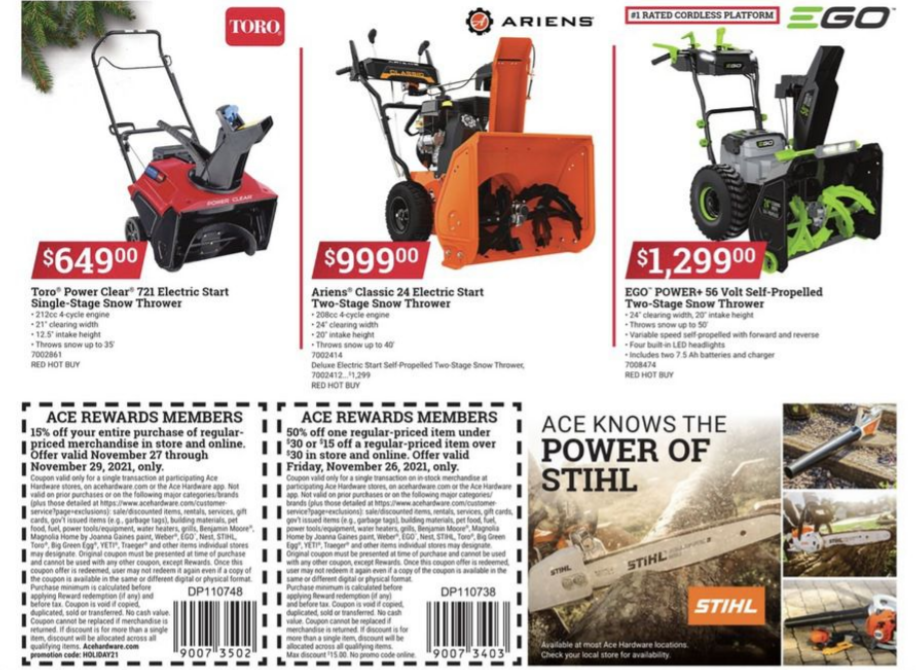 $30以下正价商品立享5折开抢：Ace Hardware 2021黑五海报出炉 买烧烤架送$164烤架套装 