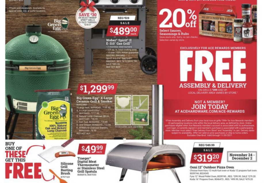 $30以下正价商品立享5折开抢：Ace Hardware 2021黑五海报出炉 买烧烤架送$164烤架套装 