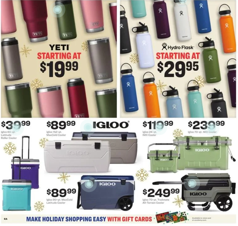 5折优惠 单车机$349、抓绒衣$29Academy Sports + Outdoors官网 2021黑五海报抢先看 运动鞋服、装备超好价 