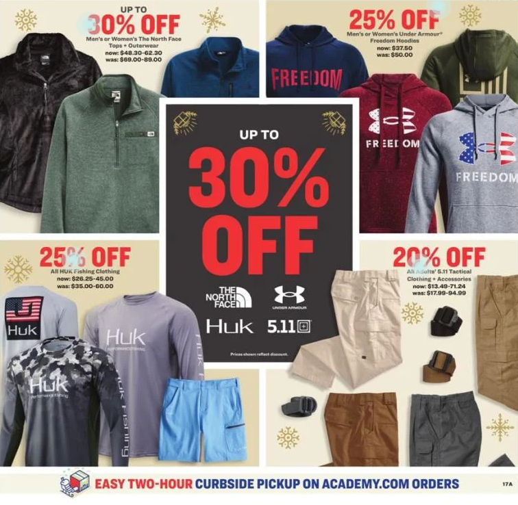 5折优惠 单车机$349、抓绒衣$29Academy Sports + Outdoors官网 2021黑五海报抢先看 运动鞋服、装备超好价 