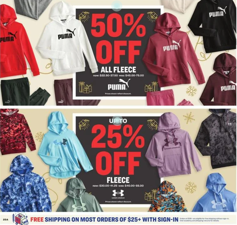 5折优惠 单车机$349、抓绒衣$29Academy Sports + Outdoors官网 2021黑五海报抢先看 运动鞋服、装备超好价 