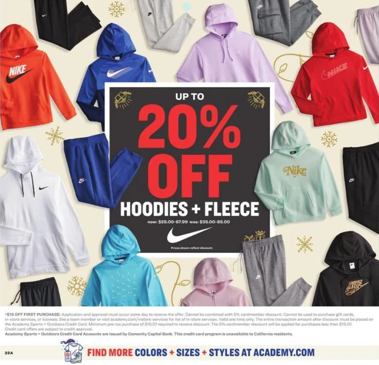 5折优惠 单车机$349、抓绒衣$29Academy Sports + Outdoors官网 2021黑五海报抢先看 运动鞋服、装备超好价 