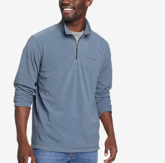 $19.99 (原价 $60) + 免邮Eddie Bauer Quest 男士加绒1/4拉链套头衫33折热卖 多色可选