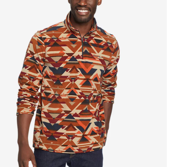 $19.99 (原价 $60) + 免邮Eddie Bauer Quest 男士加绒1/4拉链套头衫33折热卖 多色可选