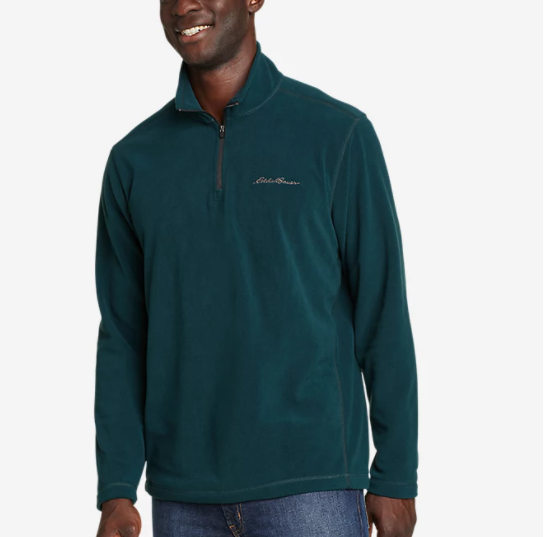 $19.99 (原价 $60) + 免邮Eddie Bauer Quest 男士加绒1/4拉链套头衫33折热卖 多色可选