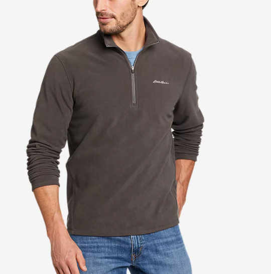 $19.99 (原价 $60) + 免邮Eddie Bauer Quest 男士加绒1/4拉链套头衫33折热卖 多色可选