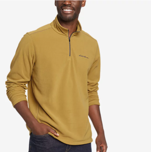 $19.99 (原价 $60) + 免邮Eddie Bauer Quest 男士加绒1/4拉链套头衫33折热卖 多色可选