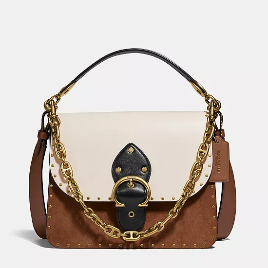 $357 (原价 $595) + 免邮Macy s官网 COACH Beat 拼色铆钉单肩包6折热卖 