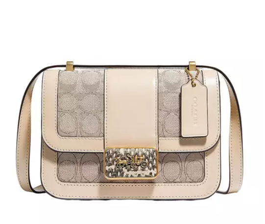 $297 (原价 $495) + 免邮Belk官网 COACH Alie 18 老花象牙白单肩包6折热卖 