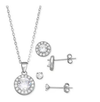 Giani Bernini sterling silver cubic zirconia pendant & matching earrings