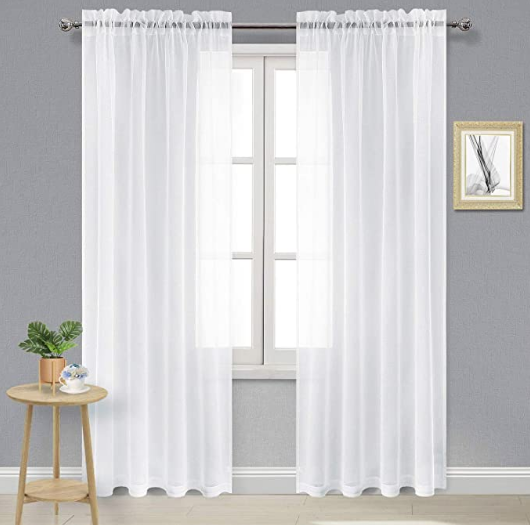DWCN 白色薄纱窗帘 2片装 52x84 @ Amazon