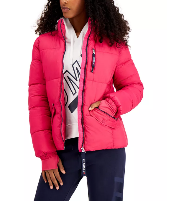 这款Tommy Hilfiger Thumbhole-Cuff 女士夹克外套采用时尚的拇指孔袖口设计