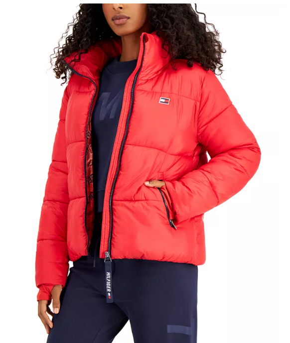 这款Tommy Hilfiger Thumbhole-Cuff 女士夹克外套采用时尚的拇指孔袖口设计