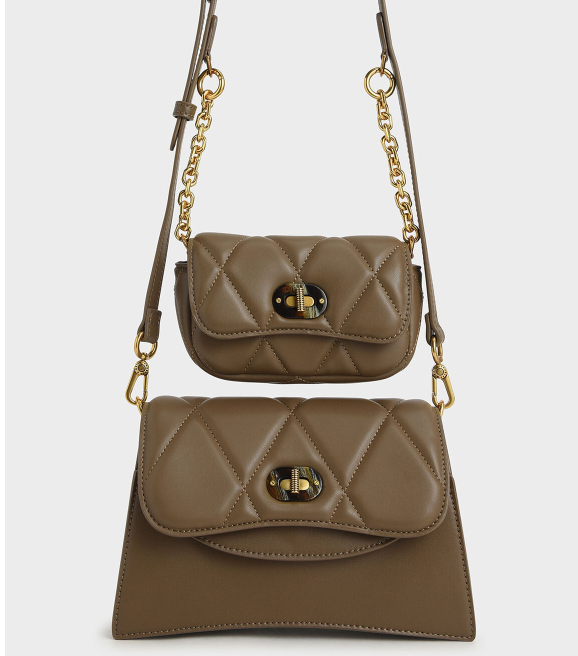 $53 (原价 $89) Charles & Keith 菱格纹子母包6折热卖 两色可选