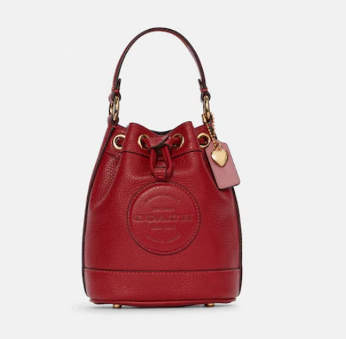 $149 (原价 $298) + 免邮Coach Outlet官网 Coach Dempsey 15 开运红小号水桶包5折热卖 