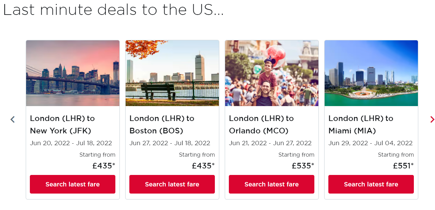 Last minute deals to the US from $435 @Virgin Atlantic Last minute deals to the US from $435 @Virgin Atlantic