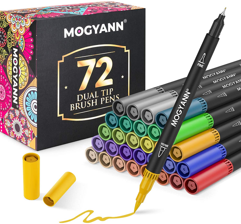 Markers for Adult Coloring - Mogyann 72 Coloring Pens Dual Tip Brush Markers @ Amazon