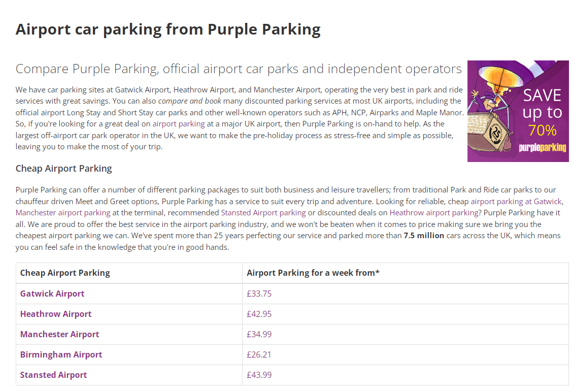 Up to 15 off Airport car parking from Purple Parking Extrabux