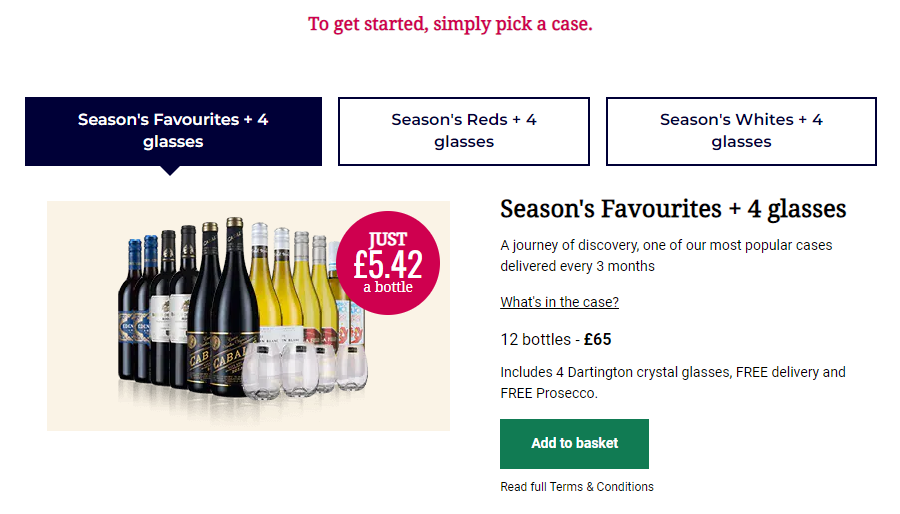 仅£5.42/瓶 包邮Laithwaites UK 12瓶混合装葡萄酒 4个玻璃杯套装优惠 送免费Prosecco 气泡酒
