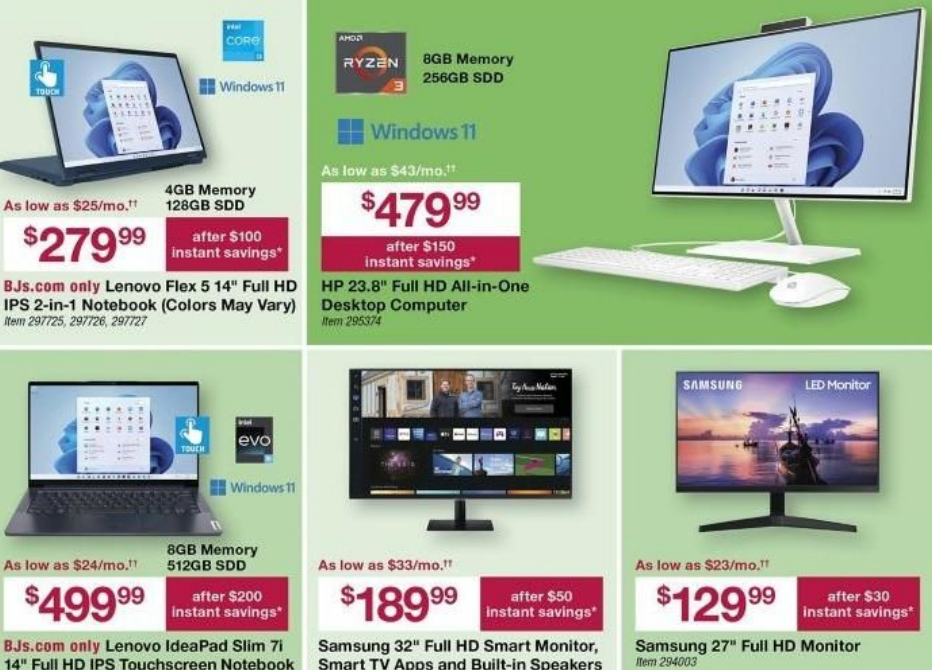 BJs - 黑五海报公布:2022黑五从11/15开始 75英寸4K电视仅$629,笔记本电脑低至$99.99BJs - 黑五海报公布:2022黑五从11/15开始