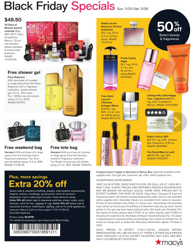 13件套锅具$29.99 枕头$6.99Macy s 2022黑五海报新鲜出炉 大促即将开始 11月7日第一波