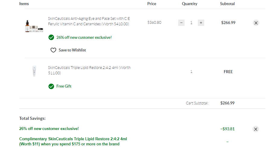 SkinStore SkinCeuticals修丽可抗老护肤套装热卖 收CEF精华242面霜等相当于6.5折 $266.99(价值$410,原价$360.80)+礼品赠送SkinStore SkinCeuticals修丽可抗老护肤套装热卖 收CEF精华242面霜等相当于6.5折