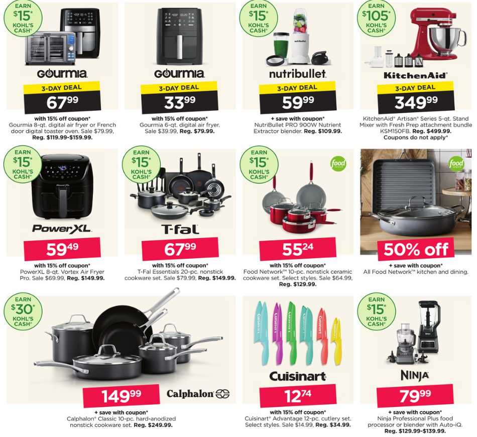 Kohl s 2023 第一波黑五海报出炉 11/3开抢 不粘锅20件套$67 4折起+每$50送$15 kohl s cashKohl s 2023 第一波黑五海报出炉 11/3开抢 不粘锅20件套$67