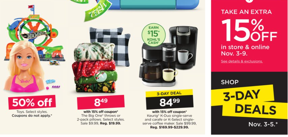 Kohl s 2023 第一波黑五海报出炉 11/3开抢 不粘锅20件套$67 4折起+每$50送$15 kohl s cashKohl s 2023 第一波黑五海报出炉 11/3开抢 不粘锅20件套$67