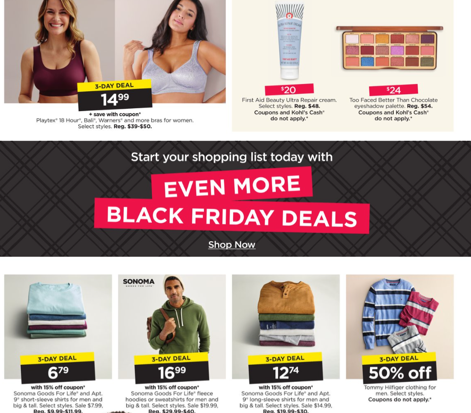 Kohl s 2023 第一波黑五海报出炉 11/3开抢 不粘锅20件套$67 4折起+每$50送$15 kohl s cashKohl s 2023 第一波黑五海报出炉 11/3开抢 不粘锅20件套$67