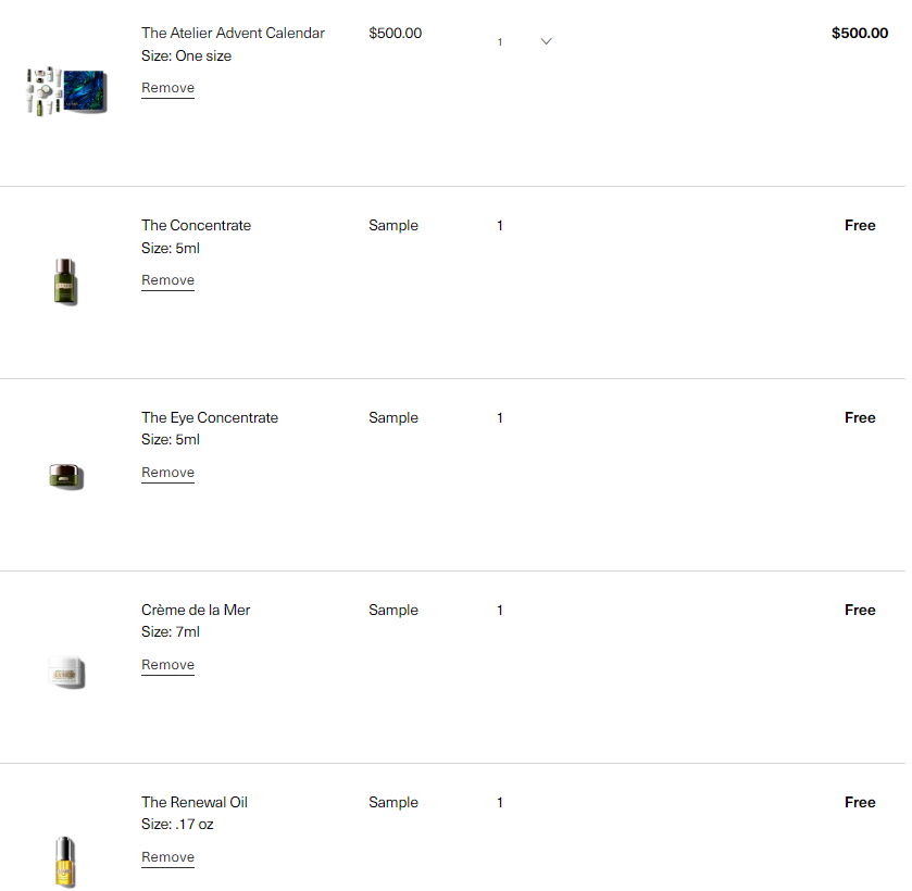 $500+贈8件豪華小樣&3件正裝（麵霜/唇膏/濃縮修護精華）LA MER海藍之謎官網黑五2023年聖誕倒數日曆禮盒熱賣