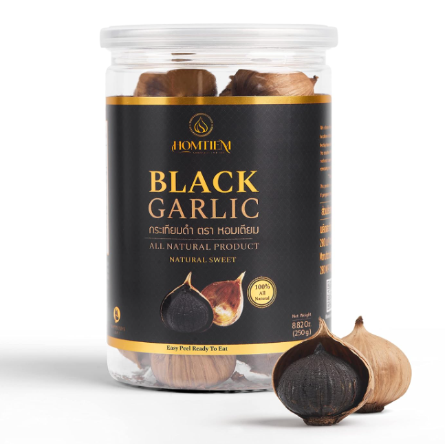 Homtiem Black Garlic 8.82 Oz (250g), Whole Black Garlic Fermented for 90 Days @ Amazon