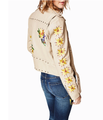 $425 (原價 $630) + 包郵Nicole Miller官網 Embroidered刺繡印花皮革夾克6.7折熱賣