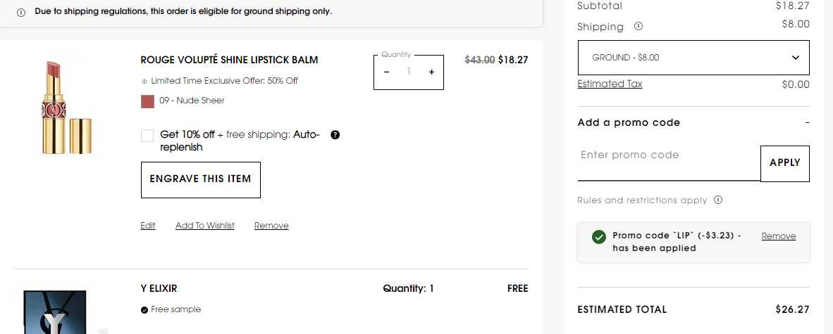 5折+额外8.5折YSL Beauty圣罗兰官网圆管唇膏限时好价仅$18.27 色号全