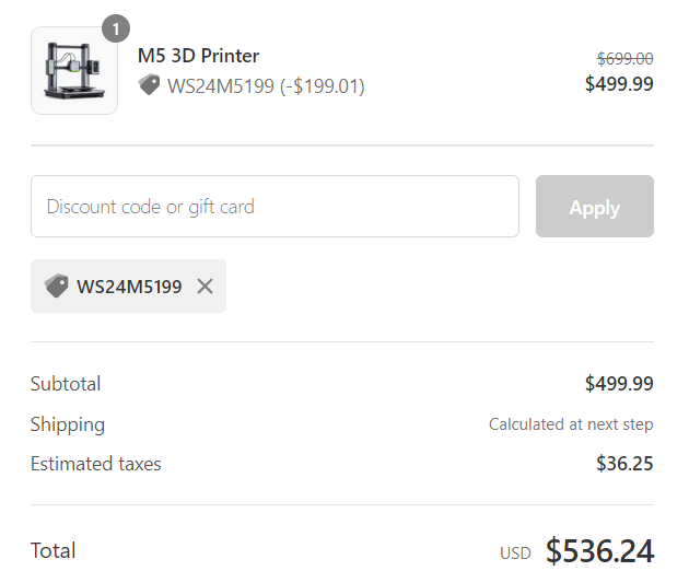 AnkerMake - Anker M5 3D打印机,限时直降$199 史低价$499.99 + 免邮AnkerMake - Anker M5 3D打印机,限时直降$199