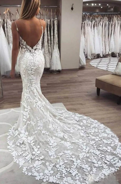 $296.98 (原价 $454.38)Bridelily官网 Vintage Spaghetti鱼尾拖地婚纱6.5折热卖