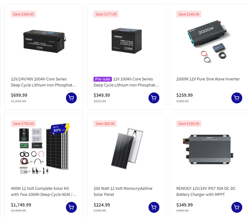Renogy July 4th Sale up to 50% OFF, Phosphate Battery, Solar Suitcase & More Renogy July 4th Sale up to 50% OFF, Phosphate Battery, Solar Suitcase & More