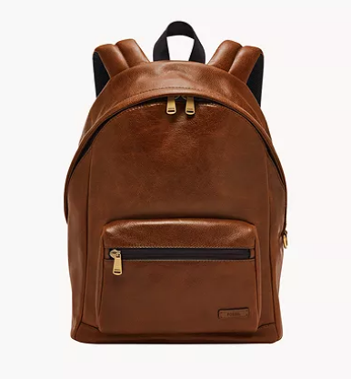 Dieser Kuppel-Rucksack aus Leder hat ein Frontfach mit Steckfach