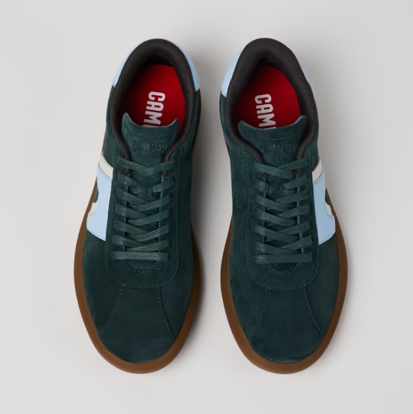 Green nubuck/leather women's sneakers with water saving leather details Green nubuck/leather women's sneakers with water saving leather details