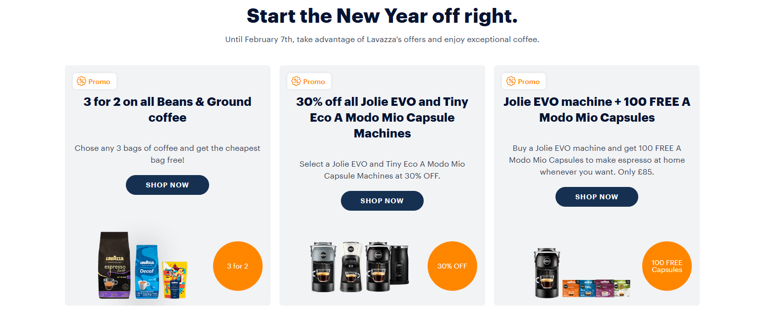 New Year Sale: 3 for 2 on all Beans & Ground Coffee @ Lavazza UK