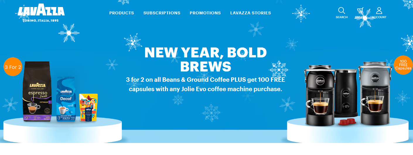 New Year Sale: 3 for 2 on all Beans & Ground Coffee @ Lavazza UK