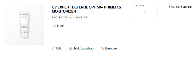 B1G1 Free on UV Expert Defense SPF 50+ Primer & Moisturizer 1floz @ Lancome 2 For $48 (Was $96)B1G1 Free on UV Expert Defense SPF 50+ Primer & Moisturizer 1floz @ Lancome