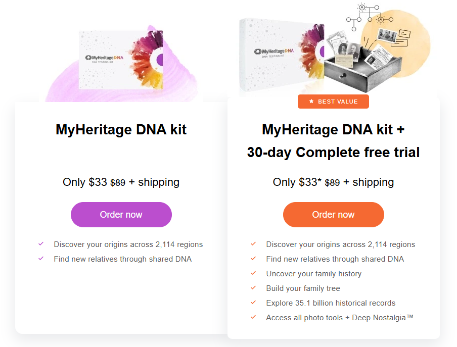 仅需$33+免邮MyHeritage DNA 祖源分析套盒 