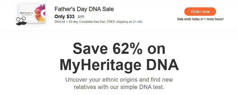 仅需$33+免邮MyHeritage DNA 祖源分析套盒 