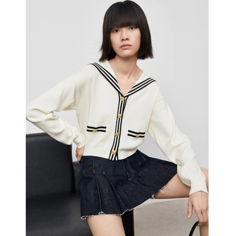 $125 (原价 $205) MO&Co. Contrast 女士金属纽扣针织上衣6.1折特惠 2色可选 