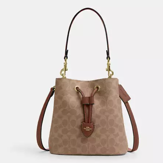 $199 (原价 $398) + 免邮Coach Outlet官网 Coach Rowan 新款老花帆布水桶包5折特惠 2色可选 
